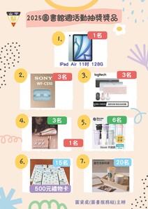 2025圖書館週活動抽獎獎品圖片